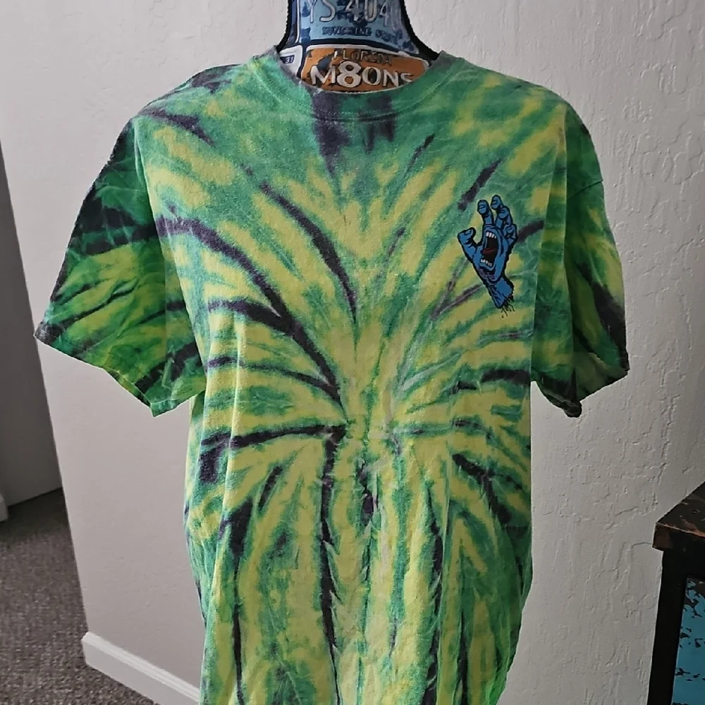 Santa Cruz Green and Purple Tie-Dye T-Shirt - Picture 1 of 3